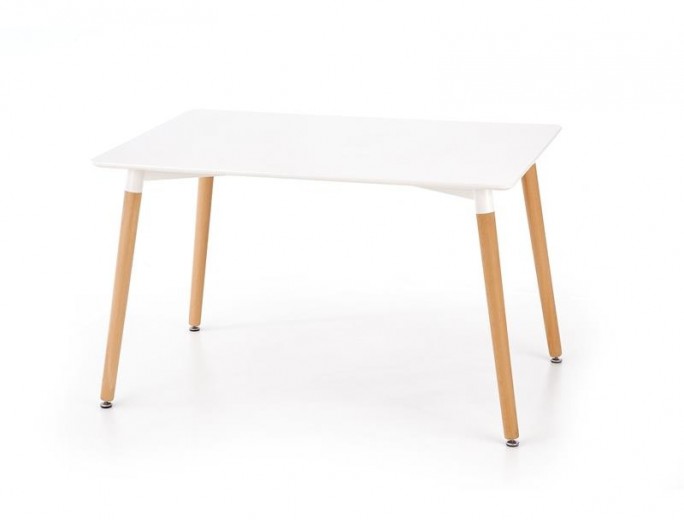 Asztal, MDF és Fa Socrates Fehér / Bükk, H120xSz80xM74 cm