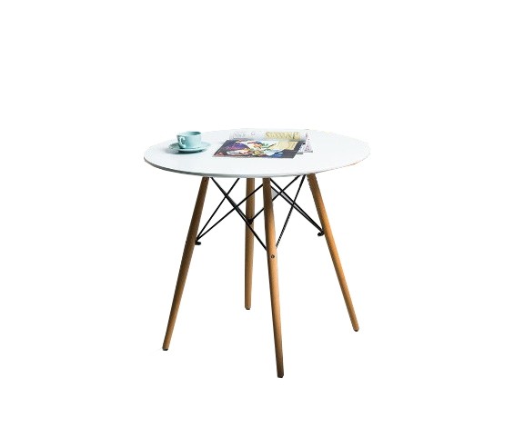Asztal, MDF és Fa, Soho 90 Fehér / Bükkfa, Ø90xM75 cm