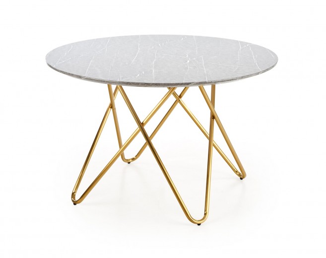 Asztal, MDF és Fém Bonello Szürke / Arany, Ø120xM76 cm