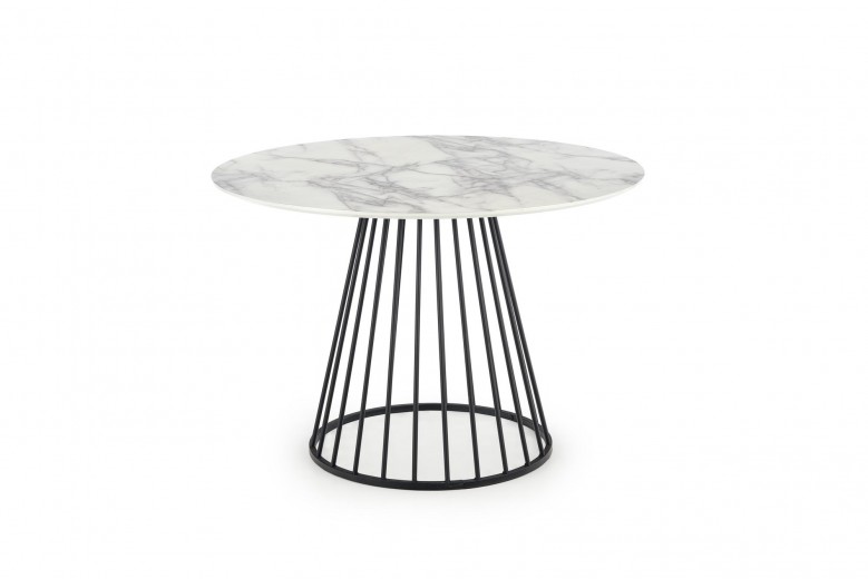 Brodway Asztal, MDF és Fém, Fehér / Fekete, Ø110xM75 cm