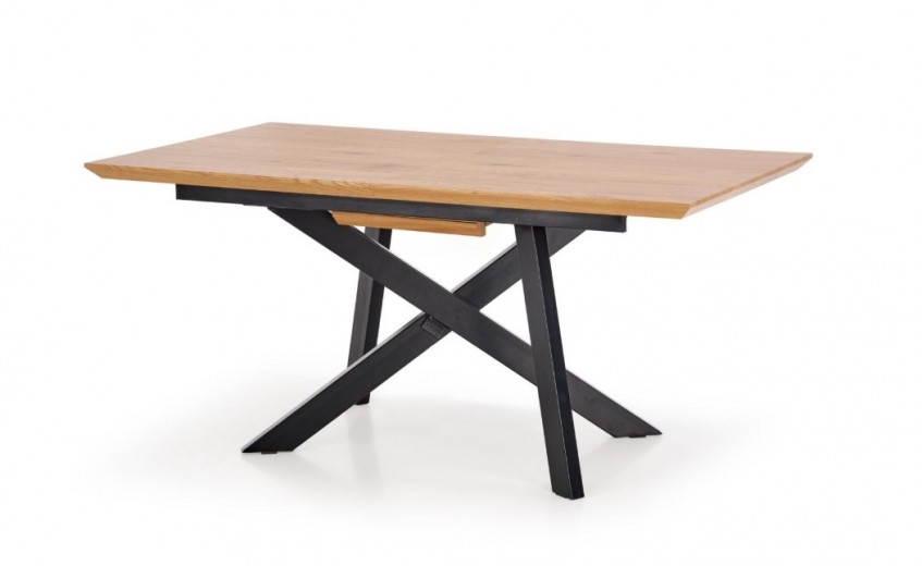 Kihúzható Asztal, MDF és Fém Capital Tölgy / Fekete, H160-200xSz90xM76 cm 
