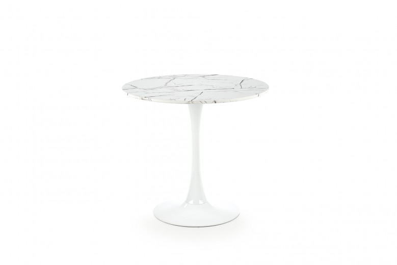 Denver Asztal, MDF és Fém, Fehér, Ø80xM73 cm