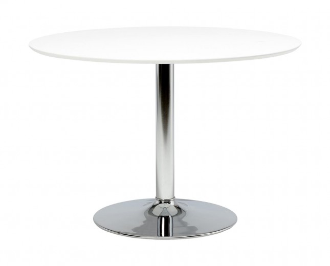 Asztal, MDF és Fém, Ibiza Fehér / Króm, Ø110xM74 cm