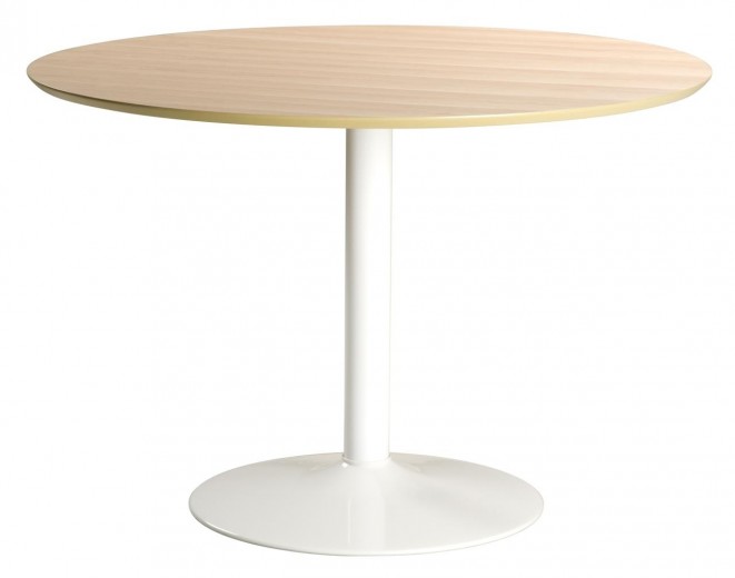 Asztal, MDF és Fém, Ibiza Természetes / Fehér, Ø110xM74 cm