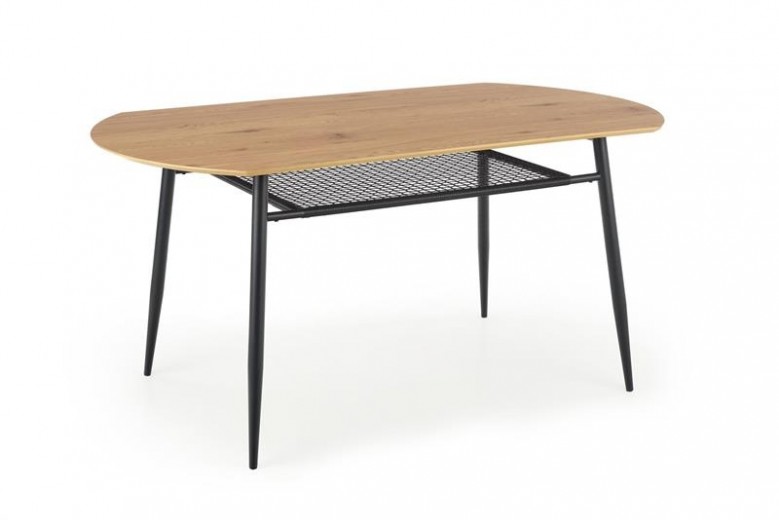 Jackson Asztal, MDF és Fém, Aranytölgy / Fekete, H160xSz90xM77 cm