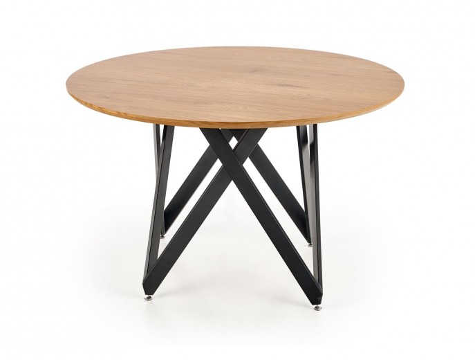 Mozambik Asztal, MDF és Fém, Aranytölgy / Fekete, Ø120xM75 cm