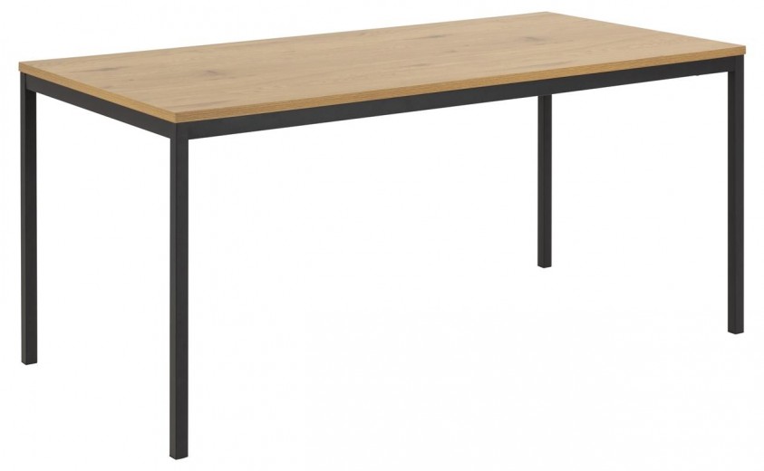 Asztal, MDF és Fém, Seaford Tölgy / Fekete, H160xSz80xM74 cm