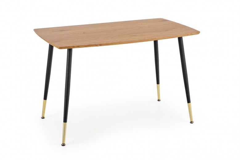 Tripolis Asztal, MDF és Fém, Tölgy / Fekete / Arany, H120xSz70xM76 cm