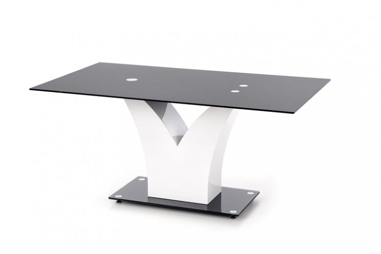 Asztal, MDF és Üveg Vesper Fekete / Fehér, H160xSz90xM76 cm