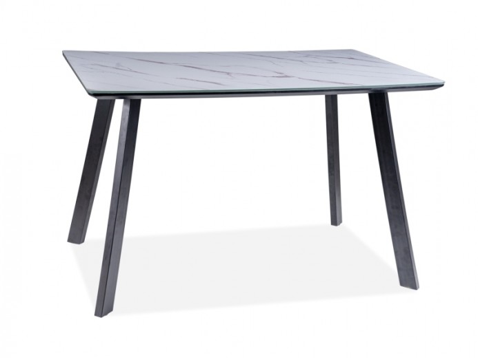Asztal, MDF, üveg és fém, Samus Fehér / Fekete, Sz120xH80xM75 cm