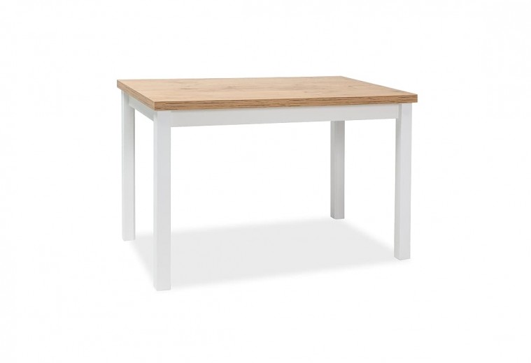 Asztal, forgácslap és MDF, Adamaris Large Lancelot Tölgy / Fehér, Sz120xH68xM75 cm