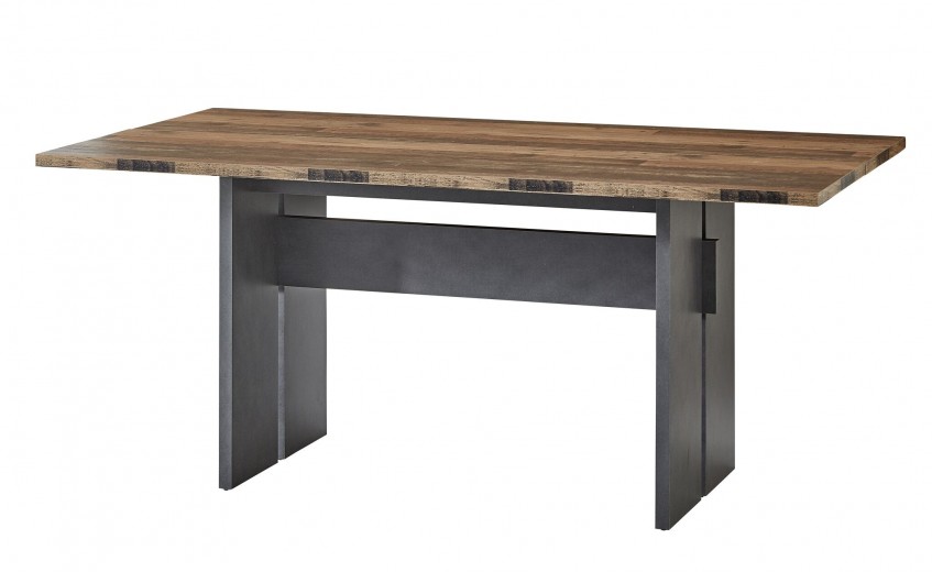 Asztal, Forgácslap és MDF Chelsea Természetes / Grafitszürke, H180xSz90xM76 cm