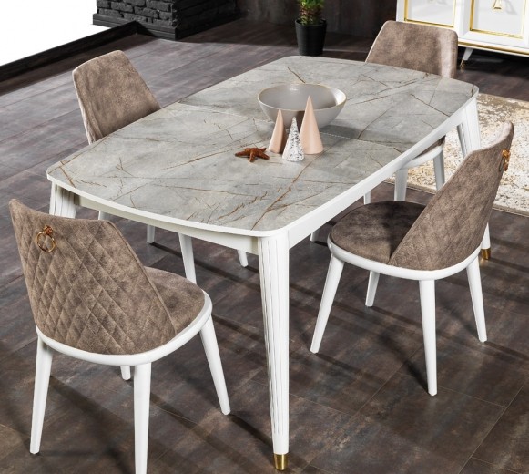 Kihúzható Asztal, Forgácslap Toscana Fehér / Szürke, H172-215xSz96xM78 cm