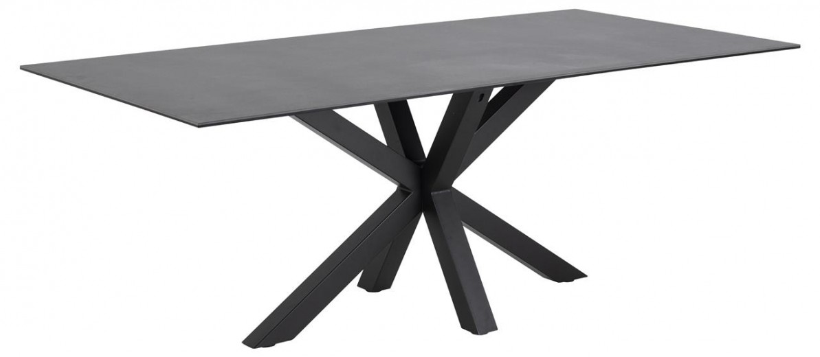 Asztal, Üveg, Kerámia és Fém, Heaven Fekete, H200xSy100xM75,5 cm