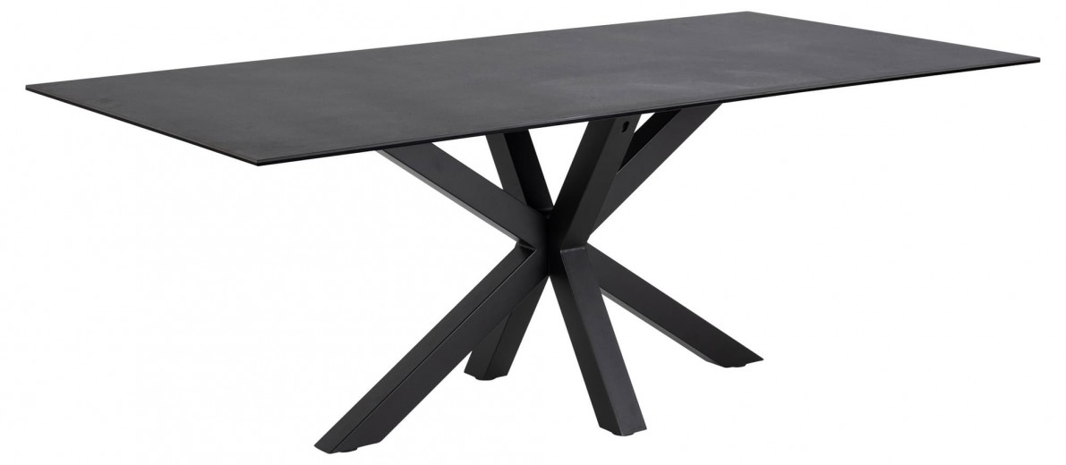 Asztal, Üveg, Kerámia és Fém, Heaven Small Fekete, H160xSz90xM75,5 cm