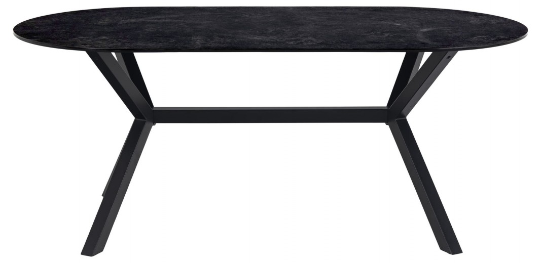 Asztal, Üveg, Kerámia és Fém, Laxey Fekete, H180xSz90xM74 cm