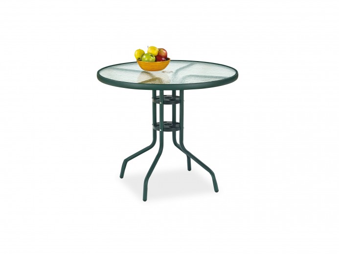 Asztal Fém lábakkal, Üveg Grand Zöld, Ø80xM72 cm