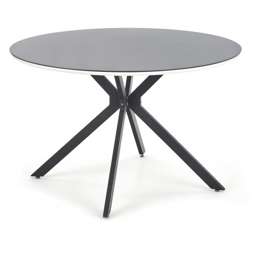 Asztal, Üveg, MDF és Fém Avelar Fekete / Fehér, Ø120xM76 cm