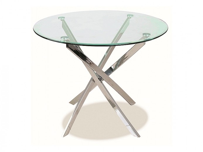 Kerek Asztal, üveg és fém, Agalia Átlátszó / Króm, Ø90xM75 cm