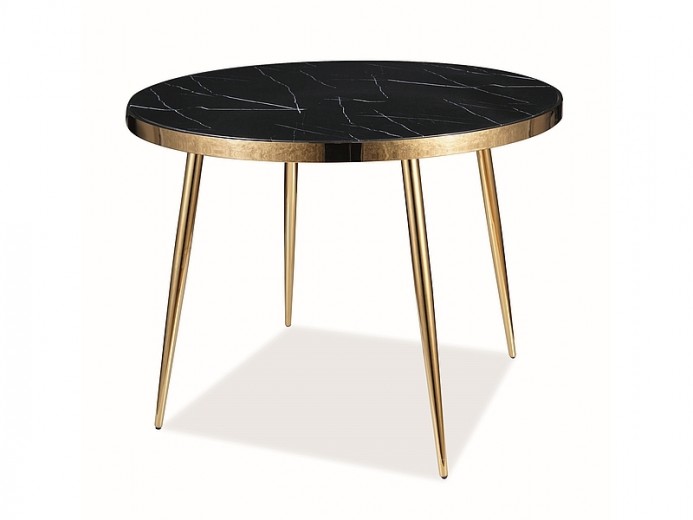 Kerek Asztal, üveg és fém Caitlyn Fekete / Arany, Ø100xM75 cm