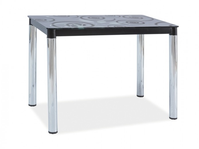 Asztal, üveg és fém, Damascus II Fekete / Króm, H100xSz60xM75 cm