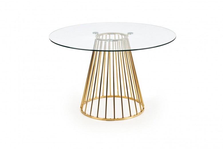 Liverpool Üveg és Fém Asztal, Átlátszó / Arany, Ø120xM75 cm
