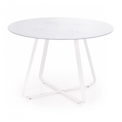 Looper Asztal, Üveg és Fém, Fehér, Ø115xM76 cm