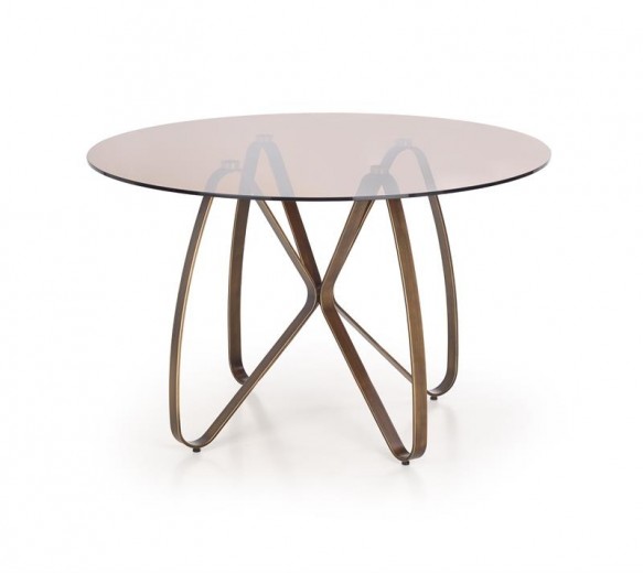 Asztal, Üveg és Fém Lungo Barna, Ø120xM76 cm