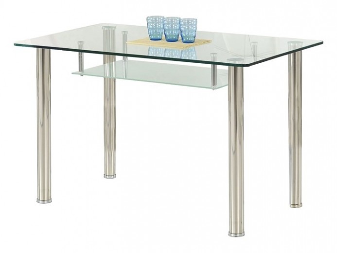Olivier Üveg és Fém Asztal, Átlátszó / Króm, H119xSz69xM75 cm