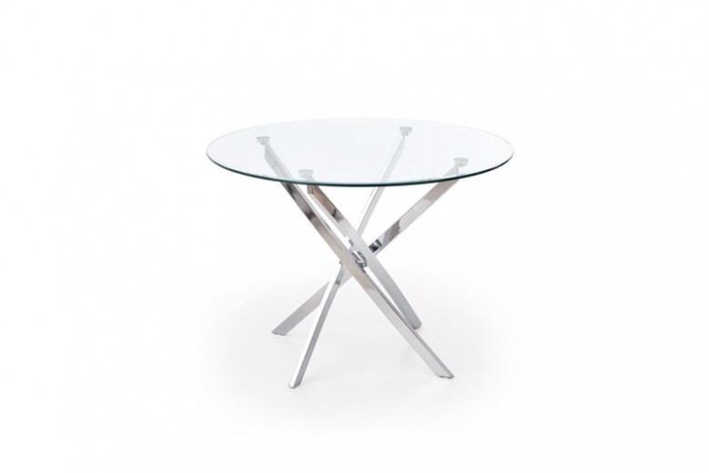 Asztal, Üveg és Fém Raymond Átlátszó / Króm, Ø100xM73 cm
