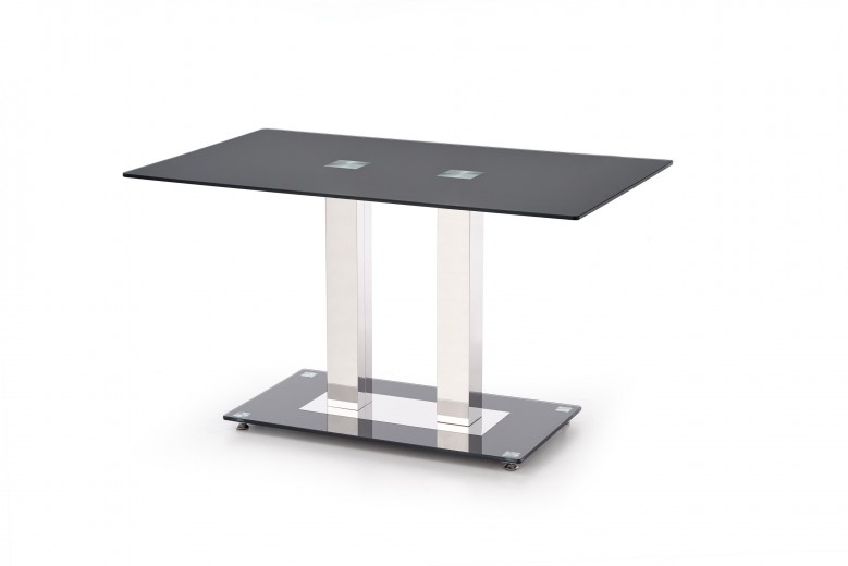 Asztal, Üveg és Fém Walter 2 Fekete / Króm, H130xSz80xM74 cm 
