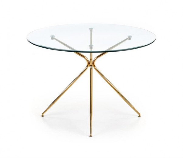 Asztal, Üveg és Fém Rondo Átlátszó / Arany, Ø110xM74 cm