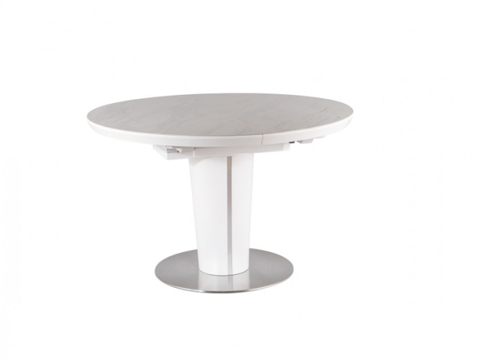 Kihúzható Asztal, kerámia, MDF és fém, Orelda Fehér / Szürke, H120-160xSz120xM76 cm