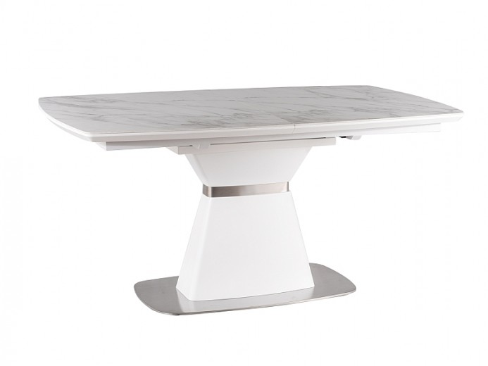 Kihúzható Asztal, kerámia, MDF és fém, Savier II Fehér, H160-210xSz90xM76 cm