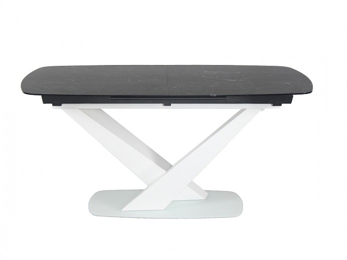 Kihúzható Asztal, kerámia, MDF és üveg, Cassian II Grafit / Fehér, Sz160-220xH90xM76 cm