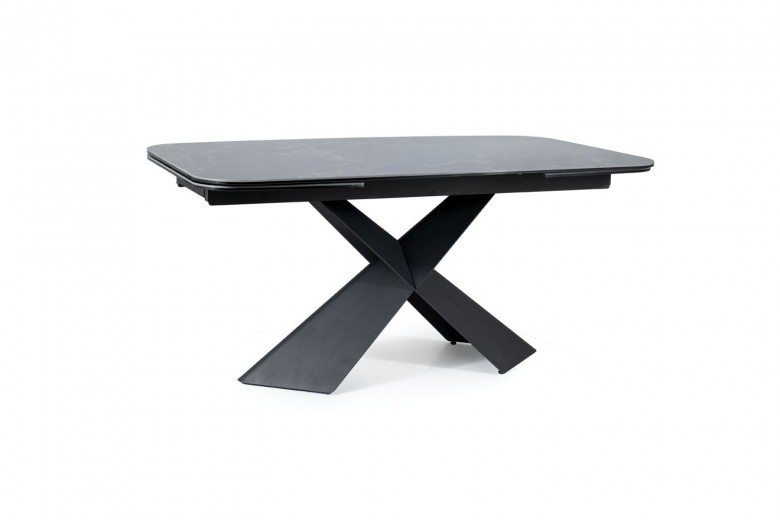 Kihúzható Asztal kerámia, üveg és fém, Avant Fekete/ Matt Fekete, Sz160-240xM95xM76 cm