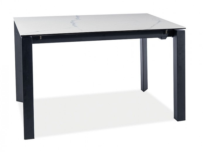 Kihúzható Asztal, kerámia, üveg és fém, Metrapolaris Fehér / Fekete, H120-180xSz80xM76 cm