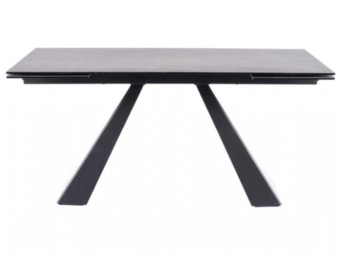 Kihúzható Asztal kerámia, üveg és fém, Samael II Szürke / Matt Fekete, H120-180xSz80xM76 cm