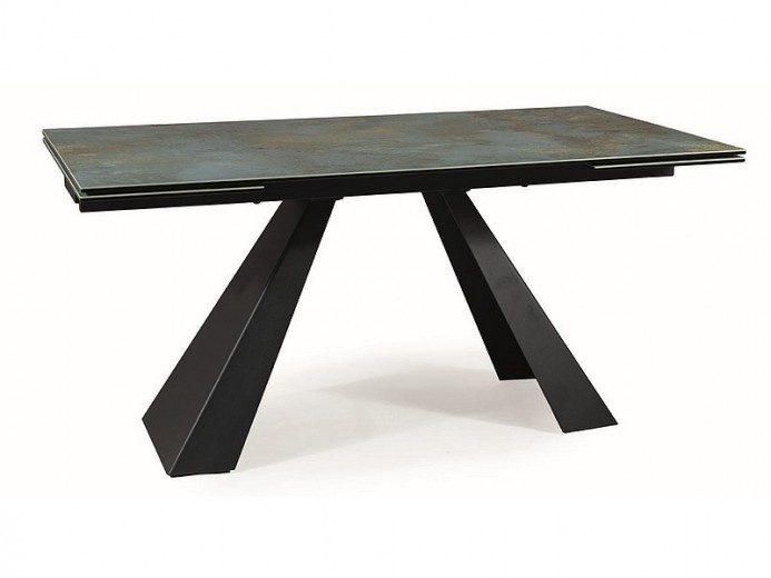 Kihúzható Asztal kerámia, üveg, fém, Samael Többszínű/ Matt Fekete, Sz160-240xM90xM77 cm
