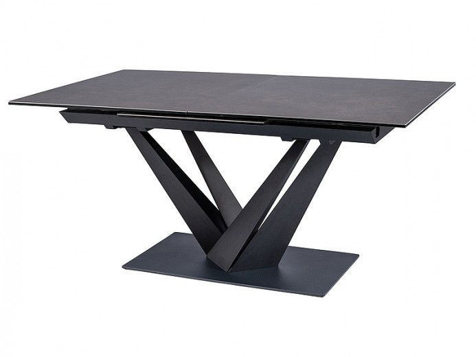 Kihúzható Asztal, kerámia, üveg és fém, Sorin Fekete, H160-220xSz90xM76 cm