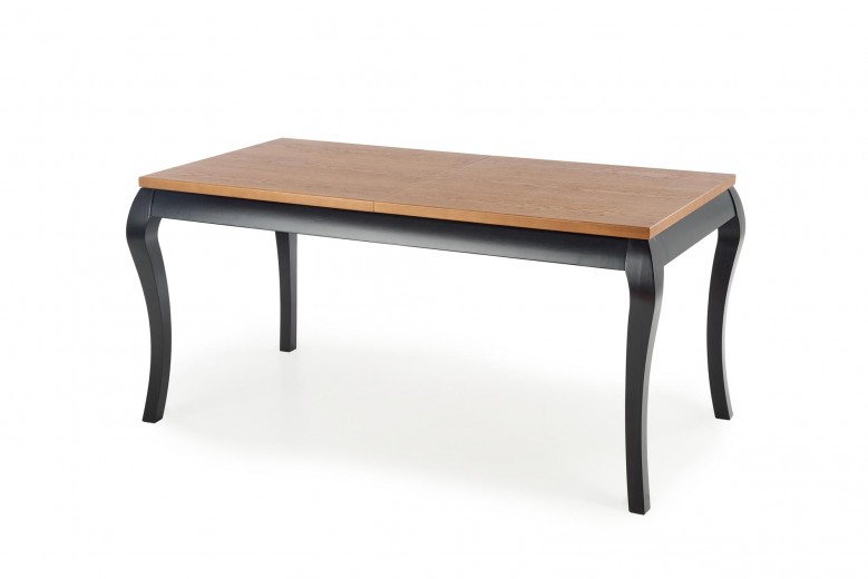 Windsor Kihúzható Asztal, Furnér és Fa, Sötét Tölgy / Fekete, H160-240xSz90xM76 cm