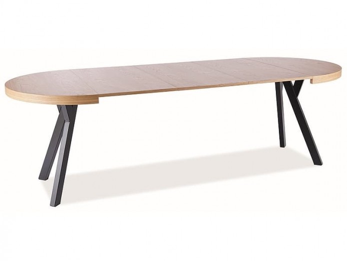 Kihúzható Asztal, furnér és fém, Dominy Tölgy / Fekete, Sz100-250xH100xM76 cm