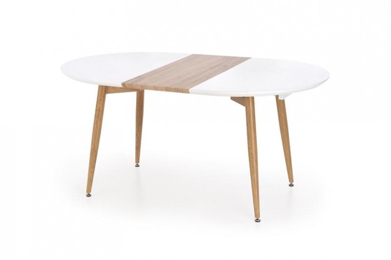 Caliber Kihúzható Asztal, MDF és Fém, Fehér / San Remo Tölgy, H160-200xSz90xM76 cm