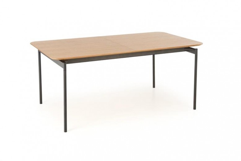Smart Kihúzható Asztal, MDF, Furnér, Forgácslap és Fém, Tölgy / Fekete, H170-250xSz100xM76 cm