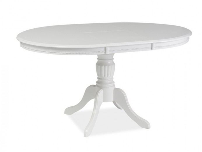 Kihúzható Asztal, MDF és Fa, Olivia Fehér, H106-141xSz106xM76 cm