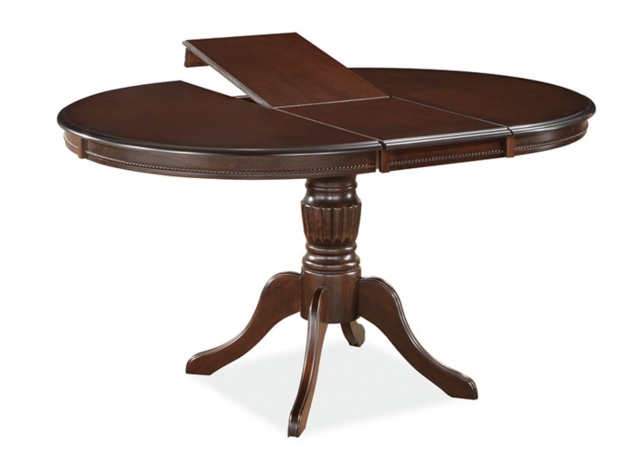 Kihúzható Asztal, MDF, furnér és fa, Onelia Sötét Diófa, H106-141xSz106xM76 cm