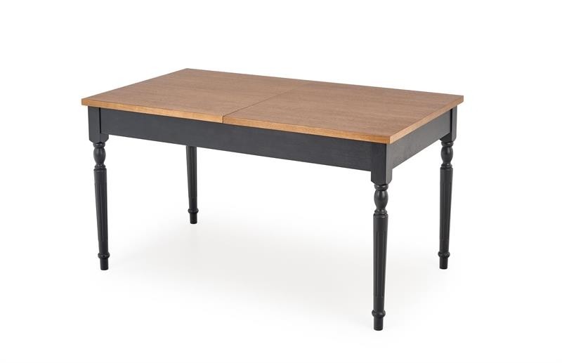 Rococo Kihúzható Asztal, MDF, Forgácslap és Bükkfa, Sötét Tölgy / Fekete, H140-220xSz80xM76 cm