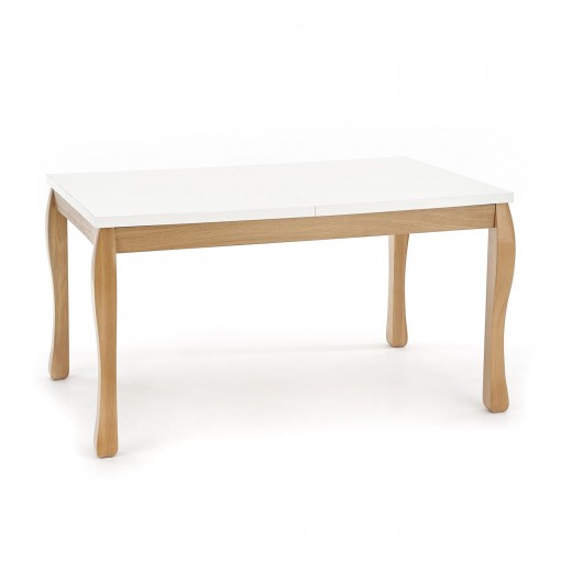 Donovan MDF és Fa Kihúzható Asztal, Fehér / Tölgy, H140-210xSz90xM76 cm