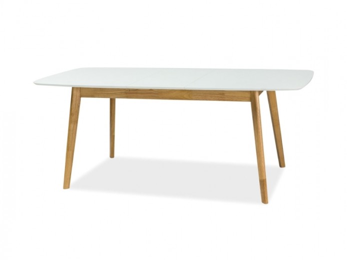 Kihúzható Asztal, MDF és Fa, Felicio II Fehér / Tölgy, Sz150-190xM90xM75 cm
