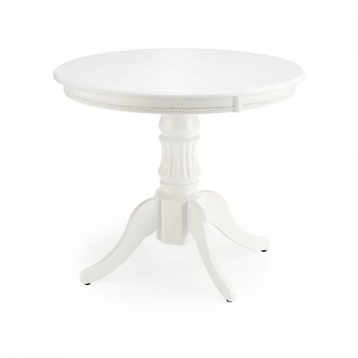 Kihúzható Asztal, MDF és Fa William Fehér, H90-124xSz90xM75 cm